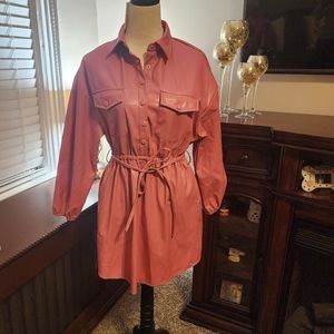 BEAUTIFUL PINK LEATHER DRESS